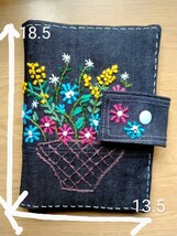 ハンドメイド★花★チクチク刺繍★カード★通帳、お薬手帳★ケース★ペンホルダー_画像7