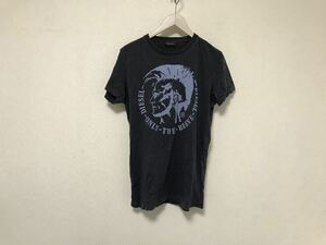 本物ディーゼルDIESELコットンプリント半袖TシャツメンズサーフアメカジミリタリービジネススーツブルーグレーSインド製