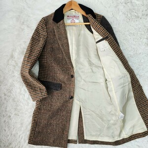 訳有り 希少 ハリスツイード×ユナイテッドアローズ チェスターコート【幻の逸品】Harris Tweed UNITED ARROWS チェック 千鳥柄 比翼 79 