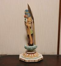 とても綺麗な木彫 彩色の観音菩薩像 仏像 n730_画像7