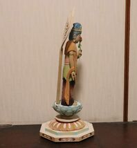 とても綺麗な木彫 彩色の観音菩薩像 仏像 n730_画像9