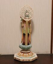 とても綺麗な木彫 彩色の観音菩薩像 仏像 n730_画像8