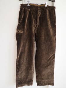 ★フランス ヴィンテージ 太畝 コーデュロイ サイドポケット ワーク パンツ ブラウン フレンチワーク brown corduroy work trousers★