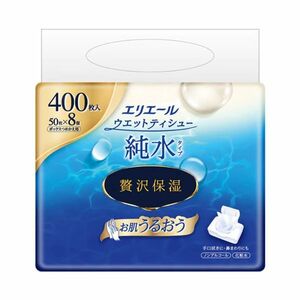 ウェットティシュー エリエール 大王製紙 純水タイプ 贅沢保湿 ノンアルコール ボックス詰替用 50枚 8個入り X3パック