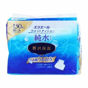 ウェットティシュー エリエール 大王製紙 純水タイプ 贅沢保湿 ノンアルコール ボックス詰替用 50枚 3個入り X4パック