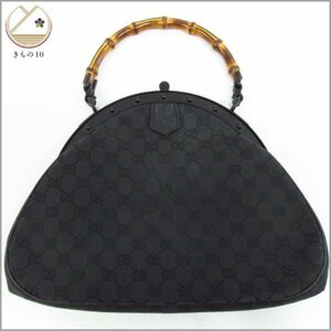 ★着物10★ 1円 GUCCI グッチ GGキャンバス バンブー ハンドバッグ 黒 レディース 112534 001998 ブランド品 [同梱可] ☆☆☆☆☆☆