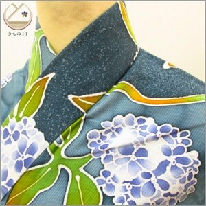 ★着物10★ 1円 木綿 浴衣 紫陽花 身丈154cm 裄67cm [同梱可] ☆☆