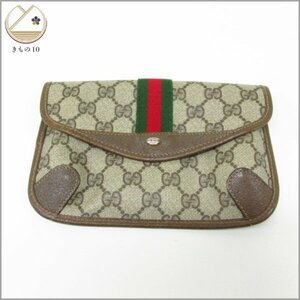 ★着物10★ 1円 GUCCI オールドグッチ シェリーライン ポーチ ヴィンテージ ブラウン ブランド品 [同梱可] ☆☆☆☆