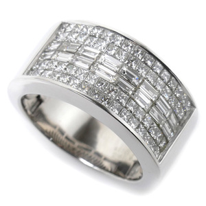K18WG white gold ring * ring diamond 2.33ct 18 number 15.1g men's used beautiful goods 