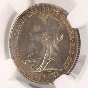 【ヤフオク初★希少品】1900年 イギリス 1シリング 銀貨 NGC MS62 ヴィクトリア女王 ベールヘッド アンティークコイン シルバーの画像5