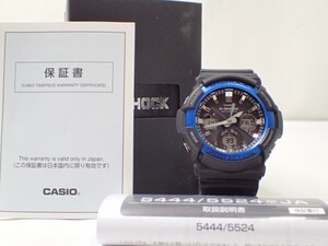 m2105 / CASIO カシオ G-SHOCK Gショック 5444 GAW-100B MULTI BAND 黒文字盤 ブルー 電波ソーラー 箱付 メンズ 腕時計 現状品 稼働品