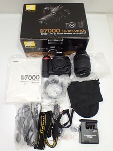 k4368 / デジタル 一眼レフ カメラ レンズ キット Nikon D7000 18-105 VR Kit AF-S DX f/3.5-5.6G ED セット 箱付 現状品 動作未確認