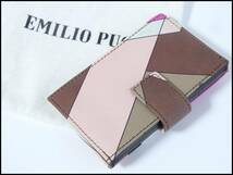 ＜本物 美品 EMILIO PUCCI エミリオプッチ カードケース 名刺れ レザー　ポケット多め＞6.49.7　☆定形外290円☆_画像1