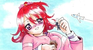 手描きイラスト　A5サイズ　イラスト ドキドキプリキュア　巨大化　巨大娘　キュアハート　相田マナ　プリキュア　同人