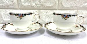 WEDGWOOD ウェッジウッド OSBORNE オズボーン ペア カップ＆ソーサー 黒壺印 イギリス製 fah 1A642