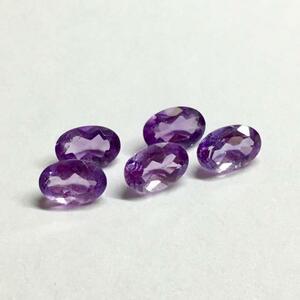 ザンビア産天然アメシスト オーバルカット AAA 6x4mm 5個セット