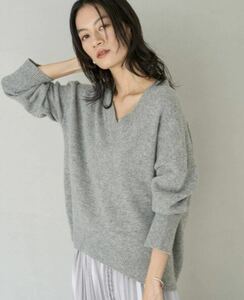 ★新品タグ付き★UNFILOニット 「洗える」ウールカシミヤ Vネックニット★グレーM★オンワード