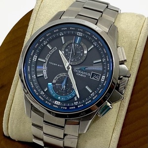 1円～ 箱付き CASIO カシオ OCEANUS オシアナス OCW-T1000-1AJF クロノグラフ ソーラー マルチバンド6 チタン メンズ 腕時計