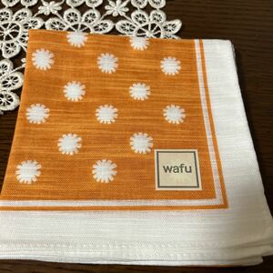 日本製　　ハンカチ　　綿100% wafu 和風　　48cm前後　送料120 新品 たんぽぽ　　橙