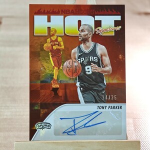 25枚限定 トニー・パーカー 2023-24 Panini NBA Hoops Tony Parker Hot Signatures Auto 直筆サインカード 14/25 サンアントニオ・スパーズ