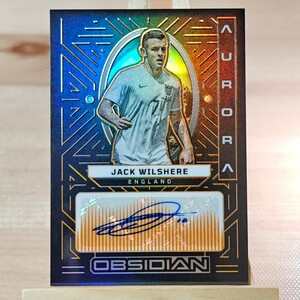 75枚限定 ジャック・ウィルシャー 2022-23 Panini Obsidian Jack Wilshere 68/75 Auto Aurora Arsenal 直筆サインカード