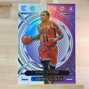 49枚限定 デマー・デローザン 2022-23 Panini Obsidian Electric Etch Purple Flood Equinox DeMar DeRozan 23/49 シカゴ・ブルズ