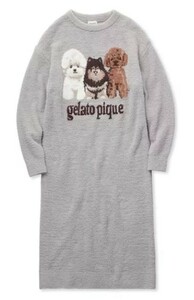 【新品未開封】ジェラートピケ gelato pique パウダーDOG3柄ジャガードワンピース グレー