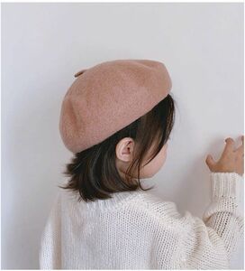 韓国風　キッズ/ベビー ウールベレー帽 ハット キャップ　ブラウン