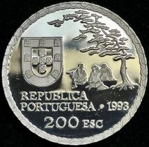 【ポルトガル大型銀貨】(1993年銘 26.6g 直径36mm プルーフ)_画像2