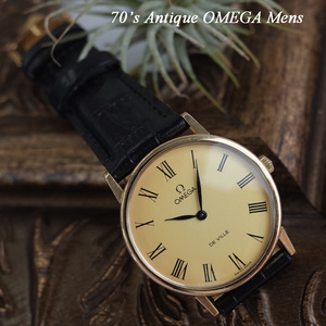 オメガ デビル 70’ｓ アンティーク 金張り ゴールド ローマン リーフ針 手巻 cal.625 メンズ 腕時計 OMEGA OH済1年保証