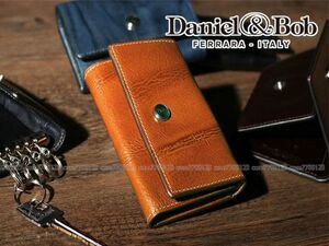  unused 2.1 ten thousand {Daniel&Bob} key holder Italy PORTA CHIAVI leather Daniel & Bob key case holder leather Daniel and Bob tea 