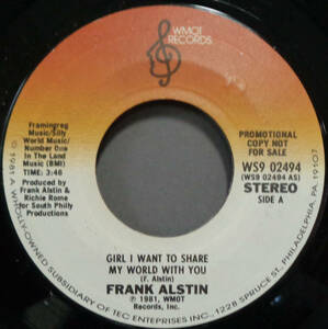 【SOUL 45】FRANK ALSTIN - GIRL I WANT TO SHARE MY WORLD WITH YOU (s240121003)