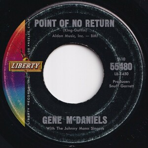 Gene McDaniels Point Of No Return / Warmer Than A Whisper Liberty US 55480 205463 R&B R&R レコード 7インチ 45