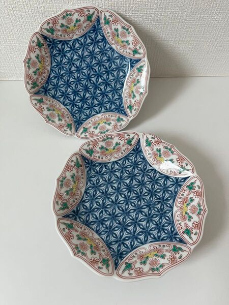 有田焼 麻の葉模様 銘々皿2点