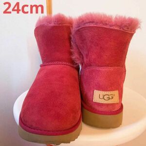 UGG ショート ムートンブーツ 赤 ピンク サイズ7 24cm アグ