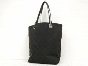 ◆GUCCI グッチ◆GGキャンバス カーフ レザー 本革◆ハンド トート バッグ◆ブラック シルバー金具◆イタリア製◆腕掛け◆A3625