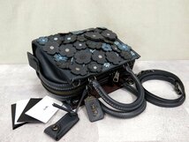 超美品●新品同様●COACH コーチ●58840●ローグ 25 ウィズ ティー ローズ●ペブル レザー●2way ハンド バッグ●ダークネイビー●Js43229_画像4