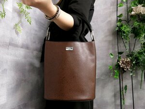 ●超美品●新品同様●GUCCI グッチ●ヴィンテージ加工●カーフ レザー 本革●プラスチック ハンドル●ハンド バッグ●こげ茶 黒●Js43112