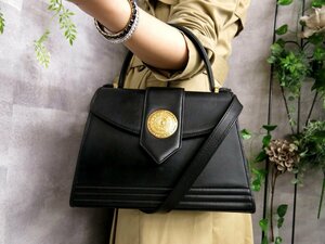 ●超美品●YSL Yves Saint-Laurent イヴ・サンローラン●レザー 本革●2way ショルダー ハンド バッグ●黒●ゴールド金具●肩掛け●Js43155