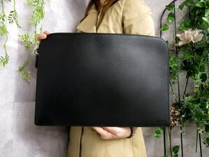 ●超美品●GUCCI グッチ●メンズ●ロゴ型押し●カーフ レザー 本革●セカンド クラッチ バッグ●黒●ビジネス●A4 書類 かばん●Js43272