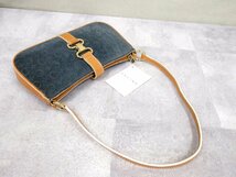 ●超美品●CELINE セリーヌ●Cマカダム●スエード カーフ レザー 本革●ミニ ハンド バッグ●ネイビー キャメル●G金具●肩掛け●Js43403_画像4