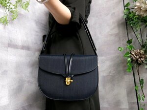 ●超美品●COMTESSE コンテス●ホースヘアー 本 馬毛 革●ハンド バッグ●ダークネイビー●ゴールド金具●肩掛け●収納 かばん●Js43458