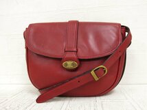 ◆美品◆CELINE セリーヌ◆マカダム◆カーフ レザー 本革◆ミニ ショルダー バッグ ポシェット◆レッド ゴールド金具◆斜め掛け◆A3672_画像1