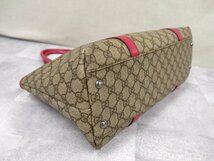 ●超美品●GUCCI グッチ●GGスプリーム PVC カーフ レザー 本革●トート バッグ●茶系 ピンク●SV金具●肩掛け●B5 書類 かばん●Js43551_画像7