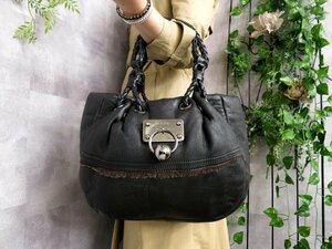 ●超美品●LOEWE ロエベ●ボア ナッパ レザー 本革●編み込み ハンドル●ハンド バッグ●黒●ポーチ付●SV金具●腕掛け●B5 書類●Js43575