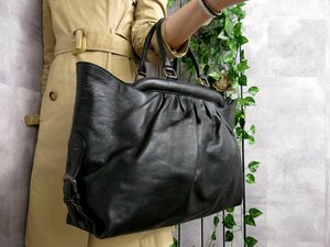 ●超美品●FENDI フェンディ●FFロゴ●ギャザー●カーフ レザー 本革●がま口 ハンド バッグ●黒●腕掛け●A4 収納●書類 かばん●Js43869