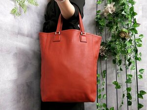 ●超美品●LOEWE ロエベ●アナグラム●ロゴ型押し●カーフ レザー 本革●トート バッグ●バーミリオン●SV金具●腕掛け●A4 書類●Js43928