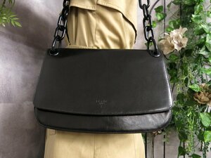 ●超美品●PRADA プラダ●ロゴ型押し●カーフ レザー 本革●プラスチックチェーン ショルダー バッグ●黒●イタリア製●肩掛け●Js43742