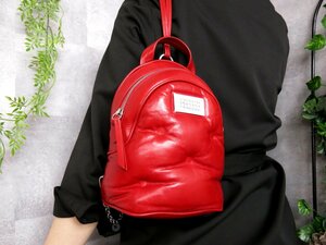 超美品●Maison Margiela メゾン マルジェラ●グラムスラム●カレンダータグ●カーフ レザー 本革●チェーン リュックサック●赤●Js43769