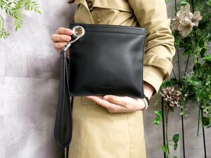 ●超美品●LOEWE ロエベ●メンズ●ロゴ型押し●カーフ レザー 本革●セカンド クラッチ バッグ ポーチ●黒●SV金具●かばん●Js43876